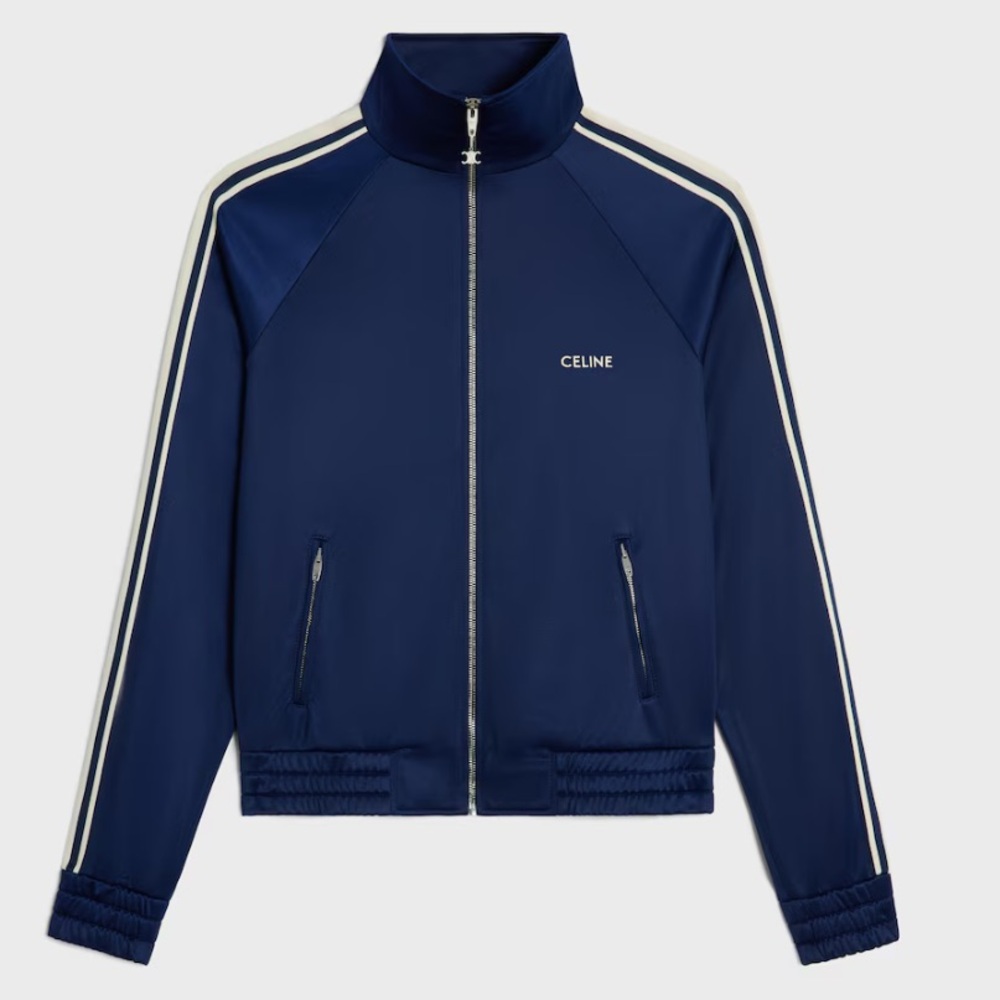 Celine Double Face Jersey Jacket in Navy and White